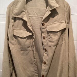 Ladies khaki button up long sleeve  Corduroy blouse size medium